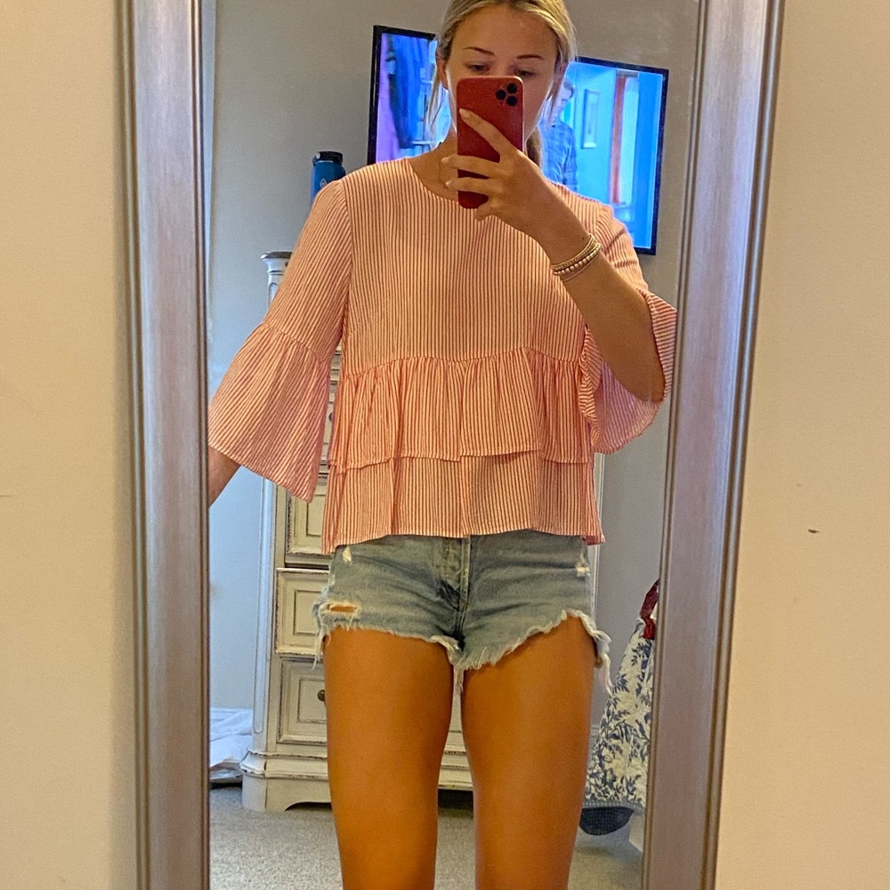 Red & white striped blouse